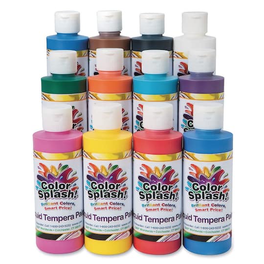 Color Splash!&#xAE; 12 Color Liquid Tempera Paint Set, 8oz.